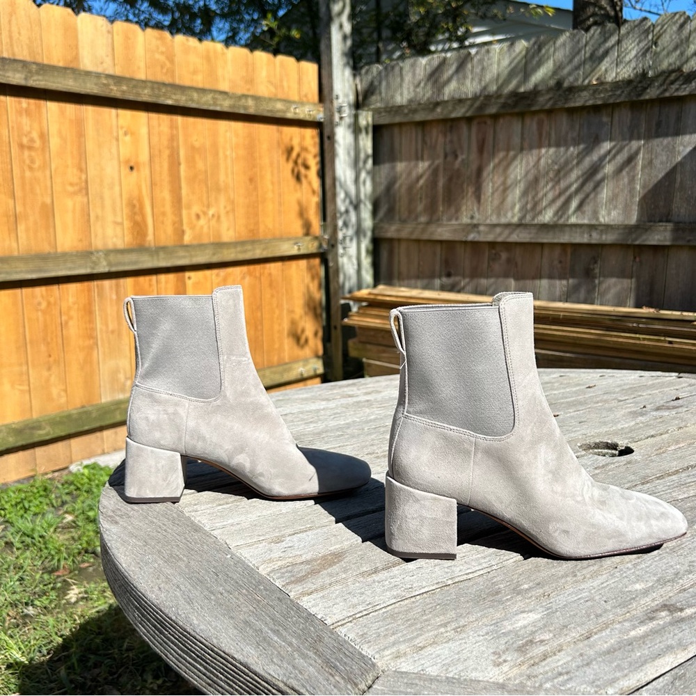 VINCE Blakely Ankle Boots  Suede Block Heel Gray‎ 7.5